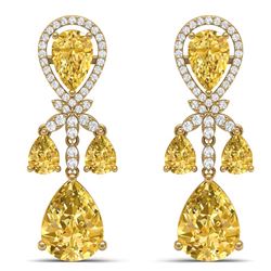 35.67 ctw Canary Citrine & VS Diamond Earrings 18K Yellow Gold - REF-290V9Y - SKU:38618