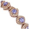 Image 3 : 38.1 ctw Tanzanite & Diamond Bracelet 14K Rose Gold - REF-1136A7V - SKU:44154