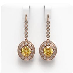 7.65 ctw Canary Citrine & Diamond Earrings 14K Rose Gold - REF-216Y9X - SKU:43617