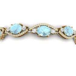 21.6 ctw Sky Topaz & VS Diamond Bracelet 18K Yellow Gold - REF-327W3H - SKU:38972