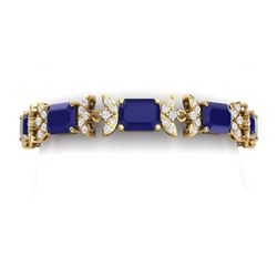38.13 ctw Sapphire & VS Diamond Bracelet 18K Yellow Gold - REF-527M3F - SKU:39398