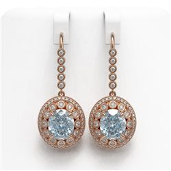 13.62 ctw Aquamarine & Diamond Earrings 14K Rose Gold - REF-439K3W - SKU:43776
