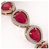 Image 3 : 30.06 ctw Ruby & Diamond Halo Bracelet Rose 10K Rose Gold - REF-368Y5X - SKU:41238