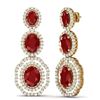 Image 3 : 17.01 ctw Ruby & VS Diamond Earrings 18K Yellow Gold - REF-381X8R - SKU:39206