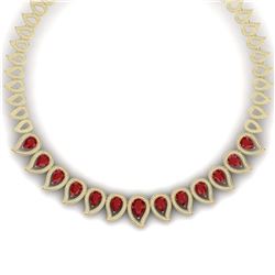 33.4 ctw Ruby & VS Diamond Necklace 18K Yellow Gold - REF-1236F4N - SKU:39440
