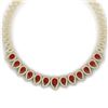Image 1 : 33.4 ctw Ruby & VS Diamond Necklace 18K Yellow Gold - REF-1236F4N - SKU:39440