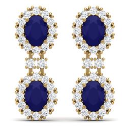 8.98 ctw Sapphire & VS Diamond Earrings 18K Yellow Gold - REF-218A2V - SKU:38816