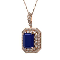 16.46 ctw Sapphire & Diamond Necklace 14K Rose Gold - REF-300K5W - SKU:43566