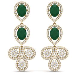 9.75 ctw Emerald & VS Diamond Earrings 18K Yellow Gold - REF-309M3F - SKU:39080