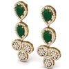 Image 2 : 9.75 ctw Emerald & VS Diamond Earrings 18K Yellow Gold - REF-309M3F - SKU:39080