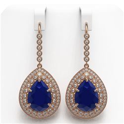 31.74 ctw Sapphire & Diamond Earrings 14K Rose Gold - REF-549X8R - SKU:43305