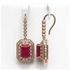 Image 2 : 14.16 ctw Ruby & Diamond Earrings 14K Rose Gold - REF-295V3Y - SKU:43392