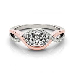 1.25 ctw VS/SI Diamond 2 Stone Ring 18K White & Rose Gold - REF-156X8R - SKU:28186