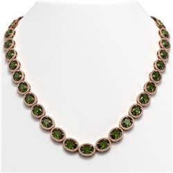 54.48 ctw Tourmaline & Diamond Halo Necklace 10K Rose Gold - REF-807R3K - SKU:40671