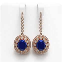 17.22 ctw Sapphire & Diamond Earrings 14K Rose Gold - REF-366X2R - SKU:43770