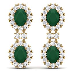 8.98 ctw Emerald & VS Diamond Earrings 18K Yellow Gold - REF-218R2K - SKU:38810