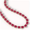 Image 2 : 84.94 ctw Ruby & Diamond Halo Necklace Rose 10K Rose Gold - REF-930A2V - SKU:41478