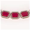 Image 3 : 84.94 ctw Ruby & Diamond Halo Necklace Rose 10K Rose Gold - REF-930A2V - SKU:41478