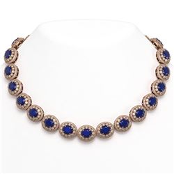 111.75 ctw Sapphire & Diamond Necklace 14K Rose Gold - REF-2935K8W - SKU:43689