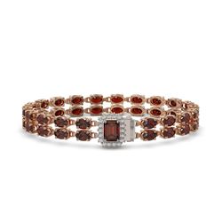 27.41 ctw Garnet & Diamond Bracelet 14K Rose Gold - REF-185X5R - SKU:45810