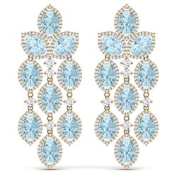 23.76 ctw Sky Topaz & VS Diamond Earrings 18K Yellow Gold - REF-427K3W - SKU:38936