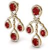Image 2 : 25.08 ctw Ruby & VS Diamond Earrings 18K Yellow Gold - REF-490N9A - SKU:38576