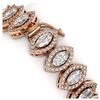 Image 3 : 13.1 ctw Marquise Diamond Bracelet 18K Rose Gold - REF-1100N6A - SKU:43086