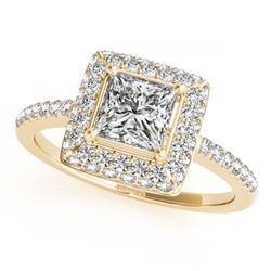 0.85 ctw VS/SI Princess Diamond Halo Ring 18K Yellow Gold - REF-102A3V - SKU:27140