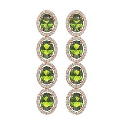 11.8 ctw Tourmaline & Diamond Halo Earrings 10K Rose Gold - REF-269N3A - SKU:40767