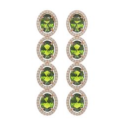 11.8 ctw Tourmaline & Diamond Halo Earrings 10K Rose Gold - REF-269N3A - SKU:40767