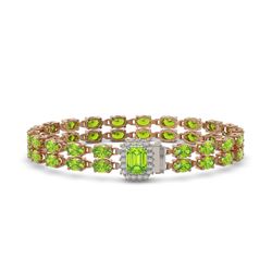 25.81 ctw Peridot & Diamond Bracelet 14K Rose Gold - REF-241W3H - SKU:45792