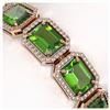 Image 3 : 33.37 ctw Peridot & Diamond Halo Bracelet 10K Rose Gold - REF-405N5A - SKU:41550