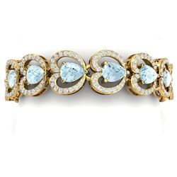 33.43 ctw Sky Topaz & VS Diamond Bracelet 18K Yellow Gold - REF-594X5R - SKU:38696