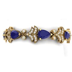 24.8 ctw Sapphire & VS Diamond Bracelet 18K Yellow Gold - REF-436M4F - SKU:38738
