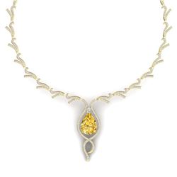 23.02 ctw Canary Citrine & VS Diamond Necklace 18K Yellow Gold - REF-800W2H - SKU:39509