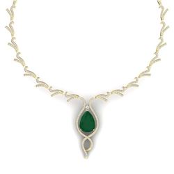 23.43 ctw Emerald & VS Diamond Necklace 18K Yellow Gold - REF-890Y9X - SKU:39497