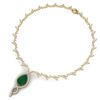Image 3 : 23.43 ctw Emerald & VS Diamond Necklace 18K Yellow Gold - REF-890Y9X - SKU:39497