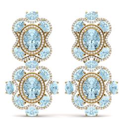 34.96 ctw Sky Topaz & VS Diamond Earrings 18K Yellow Gold - REF-418H2M - SKU:39323