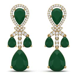 38.29 ctw Emerald & VS Diamond Earrings 18K Yellow Gold - REF-454V5Y - SKU:38606