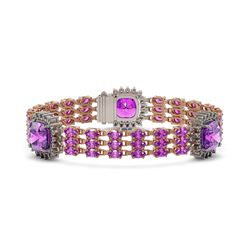 34.24 ctw Amethyst & Diamond Bracelet 14K Rose Gold - REF-345W5H - SKU:45348