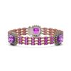 Image 1 : 34.24 ctw Amethyst & Diamond Bracelet 14K Rose Gold - REF-345W5H - SKU:45348