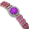 Image 3 : 34.24 ctw Amethyst & Diamond Bracelet 14K Rose Gold - REF-345W5H - SKU:45348