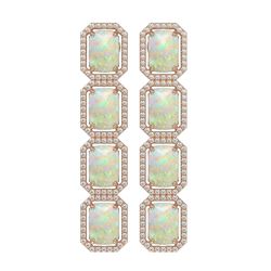 12.99 ctw Opal & Diamond Halo Earrings Rose 10K Rose Gold - REF-203F3N - SKU:41586