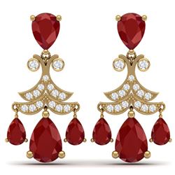 11.97 ctw Ruby & VS Diamond Earrings 18K Yellow Gold - REF-176R4K - SKU:38720