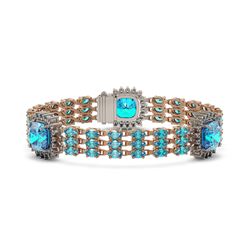 38.62 ctw Swiss Topaz & Diamond Bracelet 14K Rose Gold - REF-363H6M - SKU:45342