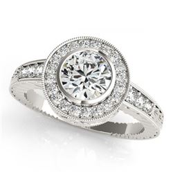 1.35 ctw VS/SI Diamond Halo Ring 18K White Gold - REF-300R7K - SKU:26652