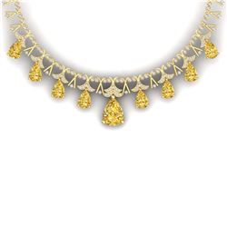 55.49 ctw Canary Citrine & VS Diamond Necklace 18K Yellow Gold - REF-945W5H - SKU:38714