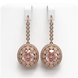 13.82 ctw Morganite & Diamond Earrings 14K Rose Gold - REF-579V8Y - SKU:43788