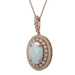 13.42 ctw Opal & Diamond Necklace 14K Rose Gold - REF-373N3A - SKU:43908