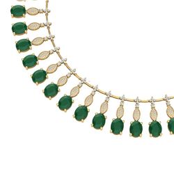 65.62 ctw Emerald & VS Diamond Necklace 18K Yellow Gold - REF-1254Y5X - SKU:39122
